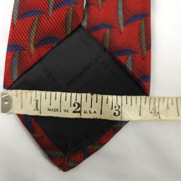 2 JZ Richards Red Geometric Silk Ties Made in the USA - Picture 8 of 11